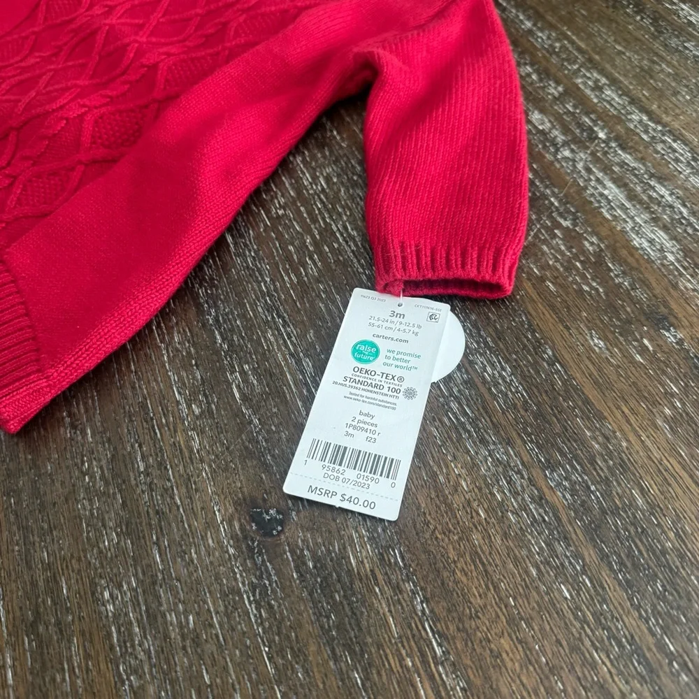 Carter's Red Sweater Dress With Matching Diaper Cover size 3M